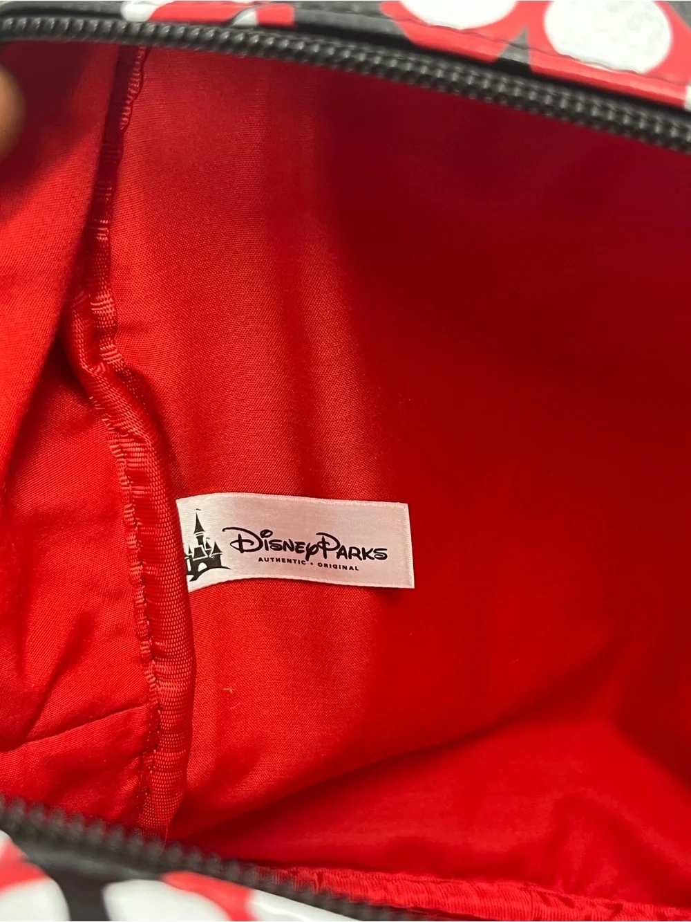 Disney Park Minnie Mouse Black & Red Polka Dot Bow Mini Backpack